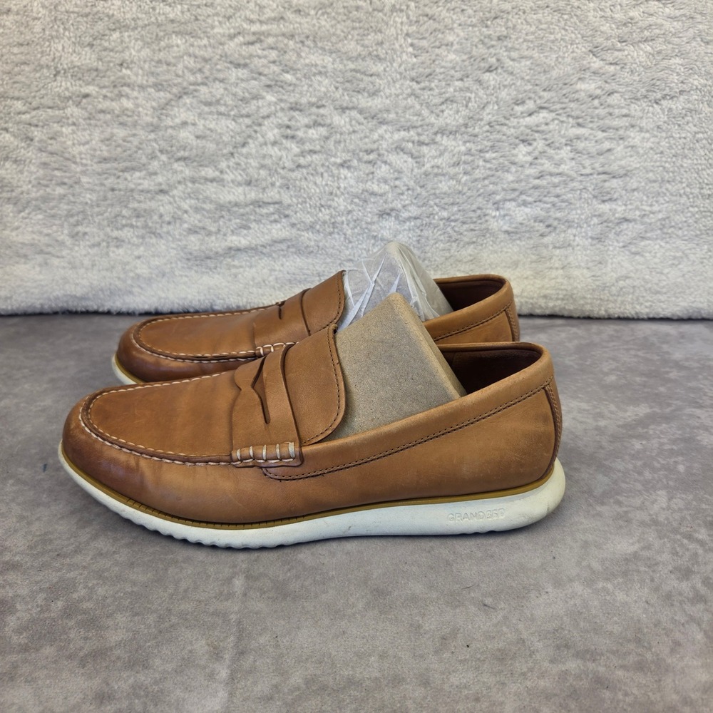Cole Haan Grand 360 Mens Leather Penny Loafers British Tan C33012 Size 9.5 M